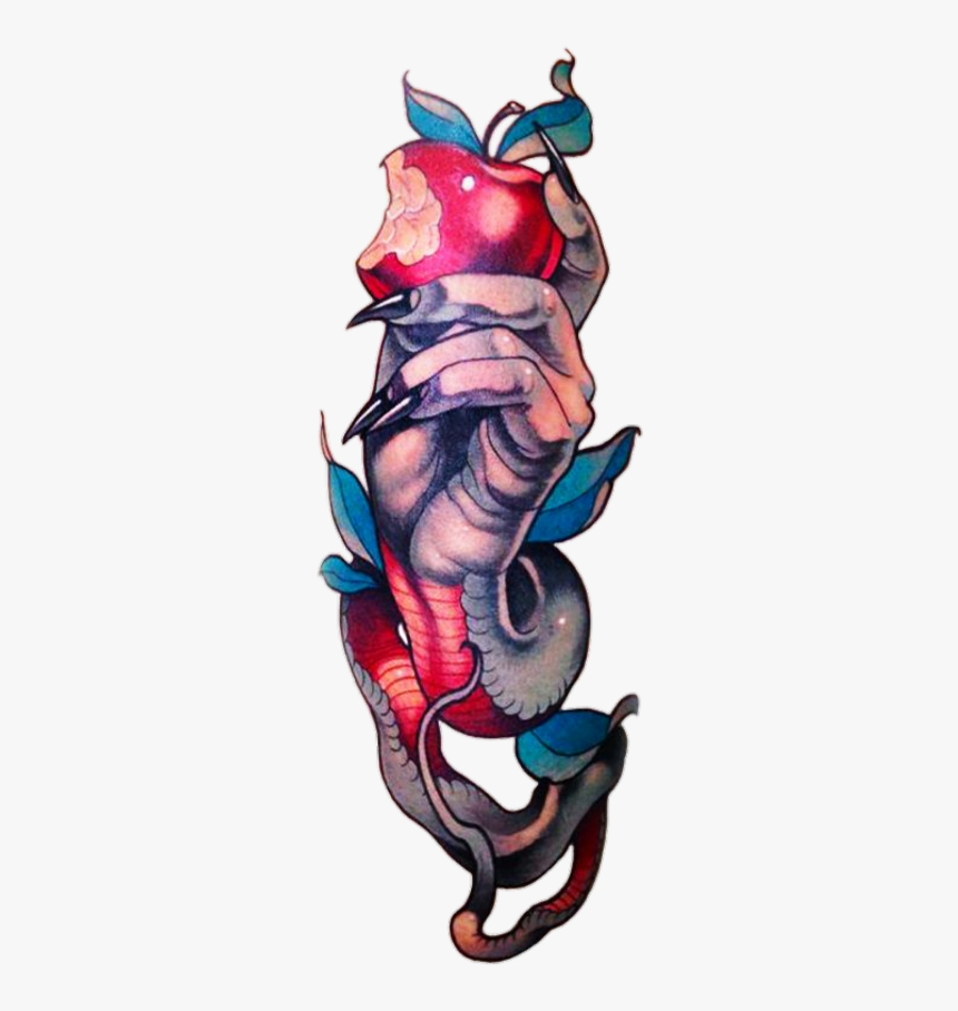 #apple #tattoo #snake - Snake And Apple Tattoo, HD Png Download , Transparent Png Image - PNGitem