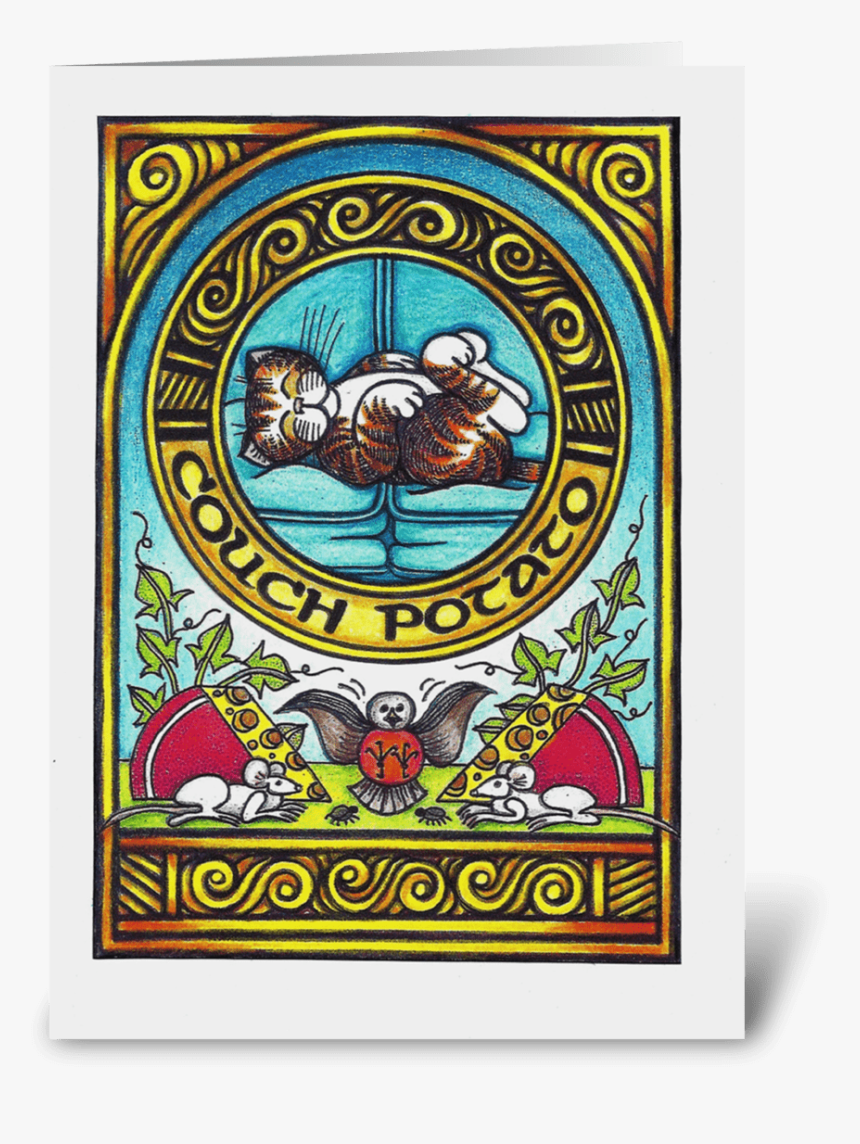 Couch Potato Greeting Card - Emblem, HD Png Download