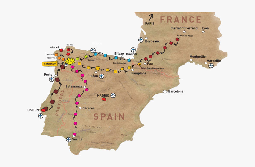 I M A Couch Potato But For Some Reason, The Idea Of - Camino De Santiago Map Of Routes, HD Png Download