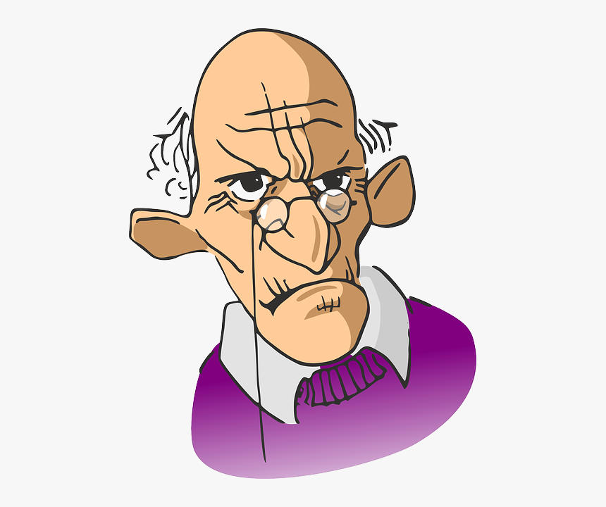 Elderly, Wrinkled, Man, Old, Aged, Angry, Spectacles - Old Man With Glasses Cartoon, HD Png Download