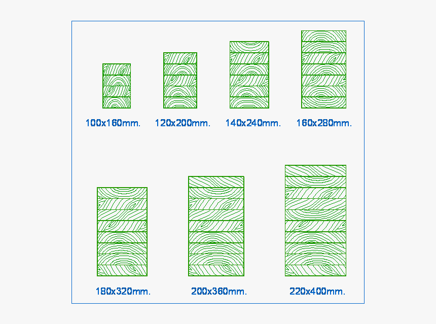 Laminated Beams Wood Glued Sections Glulam Vigas Madera - Secciones Vigas Madera Laminada, HD Png Download