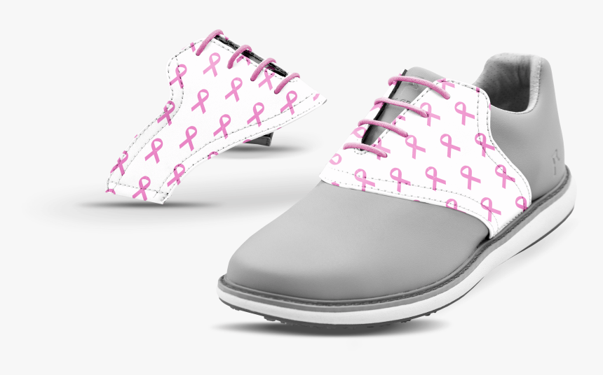 Women S Breast Cancer Saddles On Grey Golf Shoe From - Walking Shoe, HD Png Download