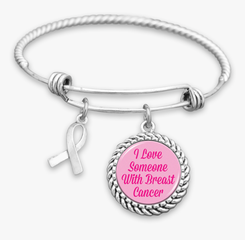 I Love Someone With Breast Cancer Ribbon Charm Bracelet - Charms Png, Transparent Png