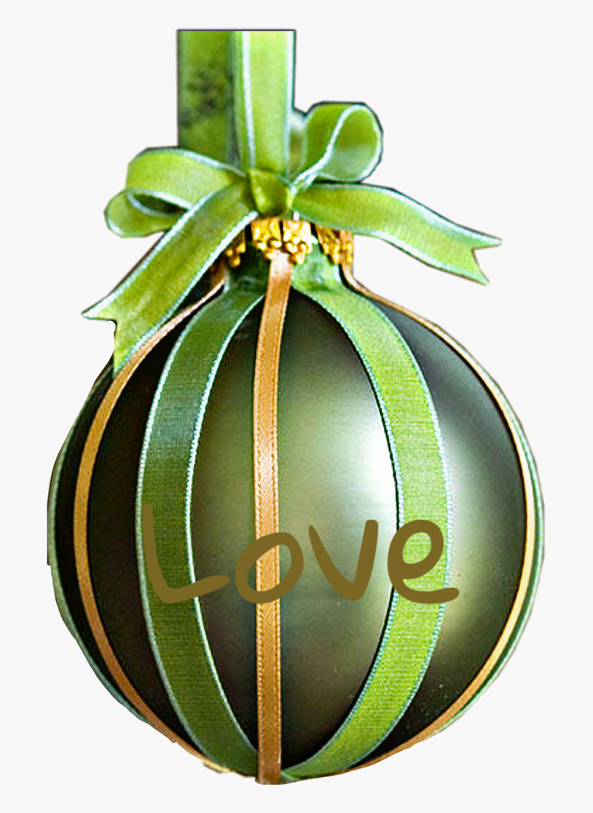 #green #gold #ball #ornament #ribbon #love #word #text - Manualidades Para Arbol De Navidad, HD Png Download