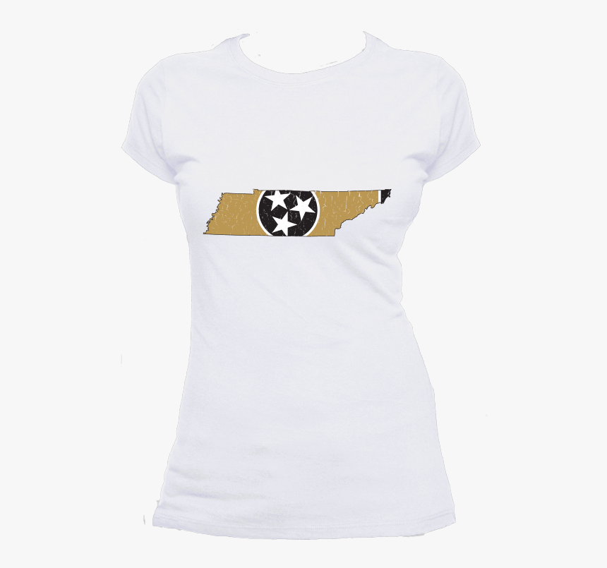 Tennessee Flag State Outline Gold Womens Short Sleeve - Pug, HD Png Download