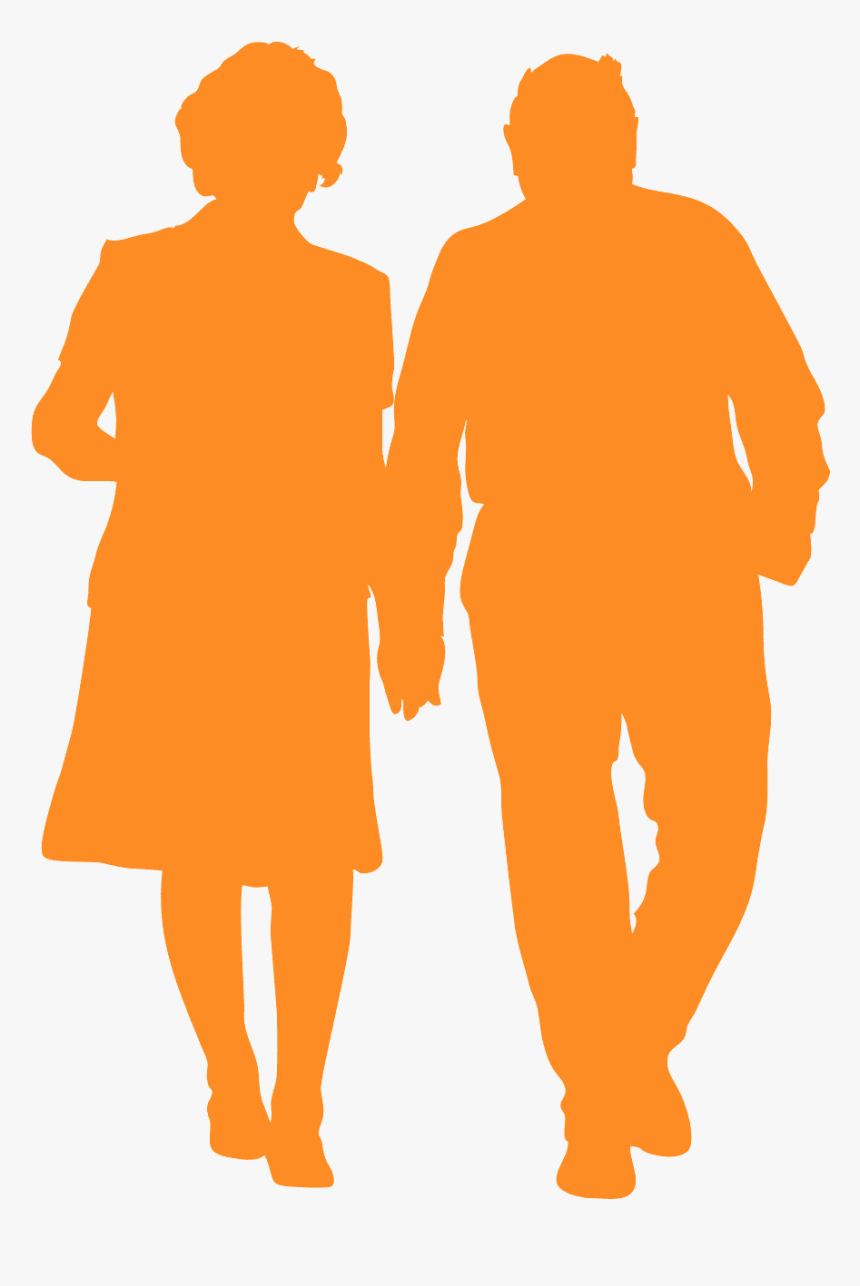 Elderly Couple Silhouette, HD Png Download
