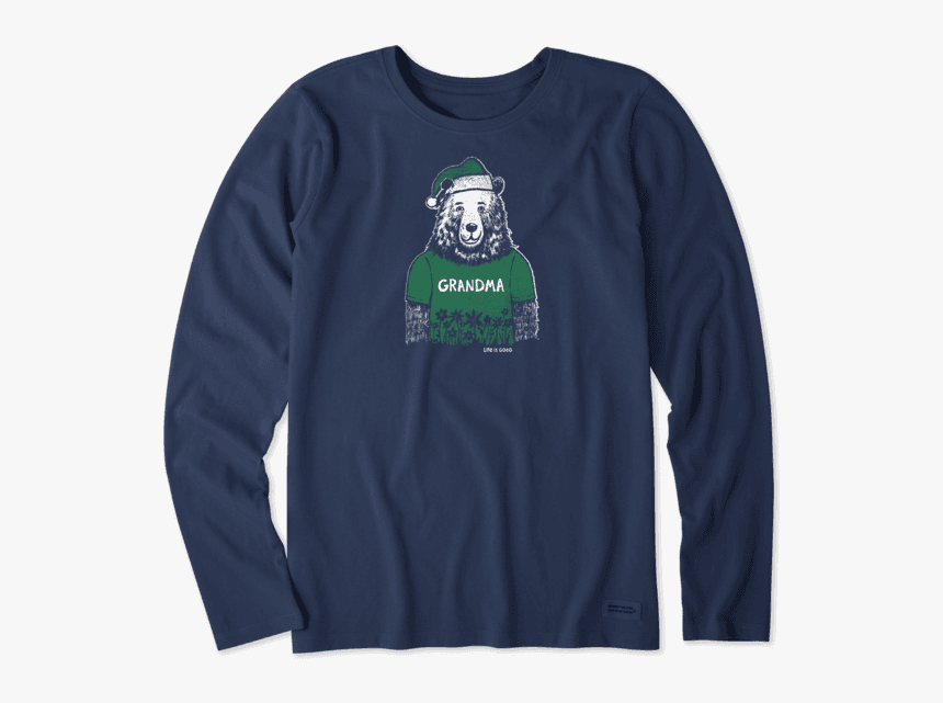 Women S Grandma Santa Bear Long Sleeve Crusher Tee - Halloween T Shirts For Women, HD Png Download