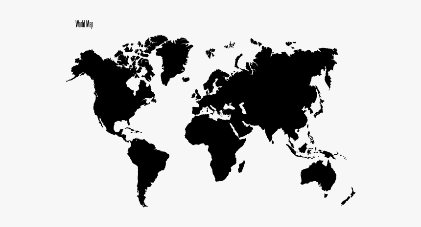 World Map Continents Black, HD Png Download