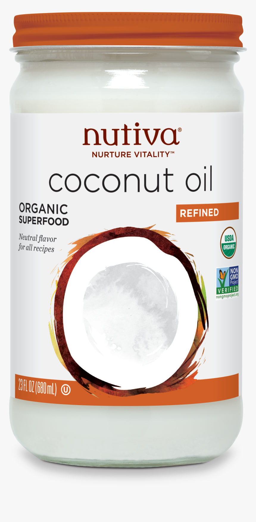 Nutiva Refined Coconut Oil Nutiva - Nutiva Coconut Oil, HD Png Download