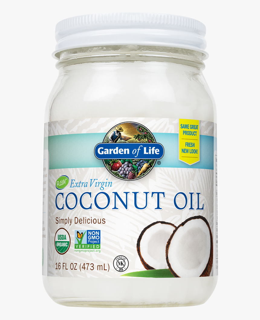 Raw Extra Virgin Coconut Oil Glass Jar - Garden Of Life Coconut Oil, HD Png Download