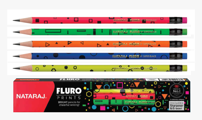 - Nataraj Fluro Print Pencil , Png Download - Nataraj Fluro Prints Pencil, Transparent Png