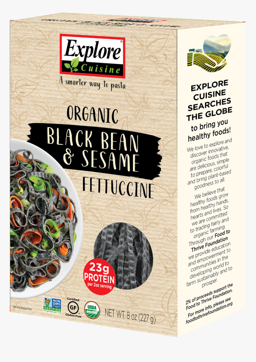 Organic Black Bean & Sesame Fettuccine 
 Data Fancybox - Black Bean Pasta, HD Png Download