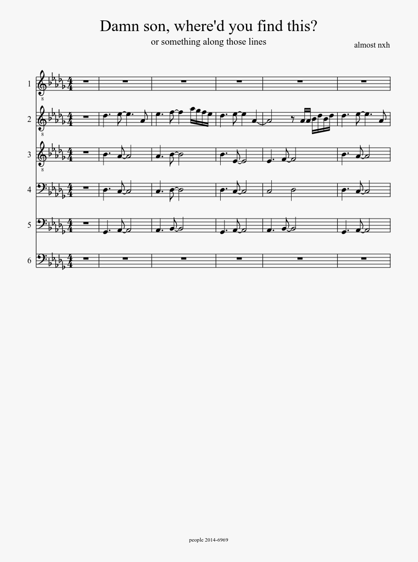 Damn Son, Where D You Find This Sheet Music Composed - Sheet Music, HD Png Download