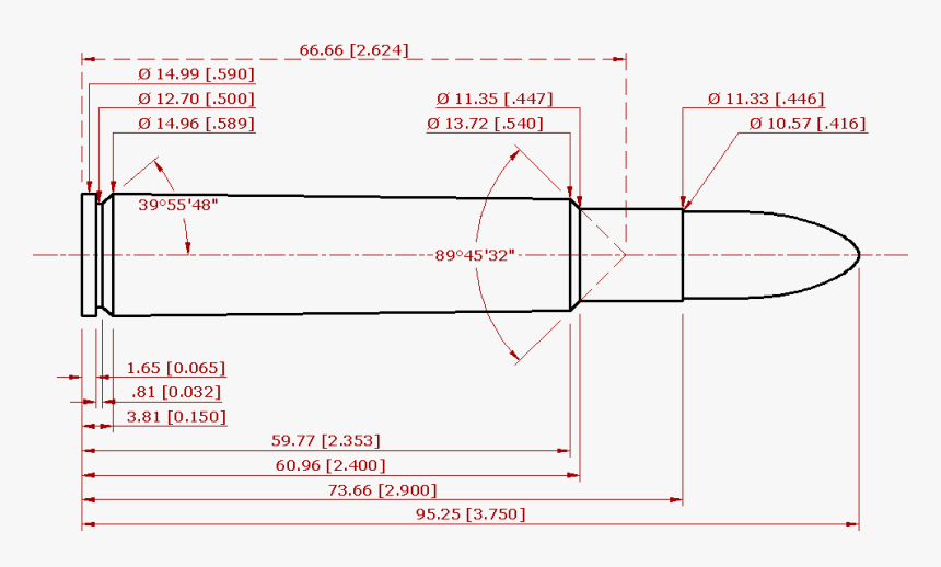 File - 416rigby - 416 Rigby Cartridge Dimensions, HD Png Download