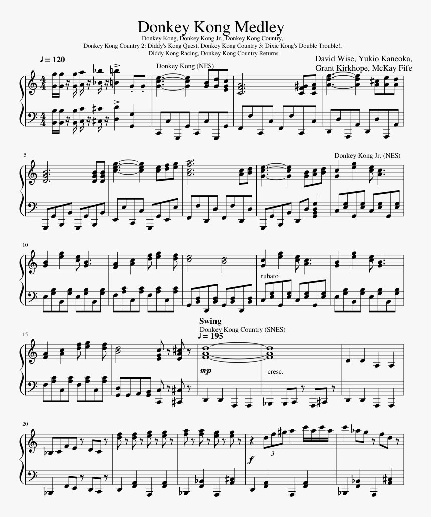 Donkey Kong Sheet Music, HD Png Download