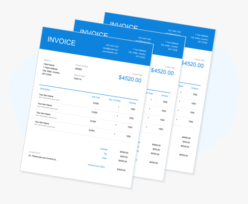 Multiple Blue Invoices Stacked - Paper, HD Png Download