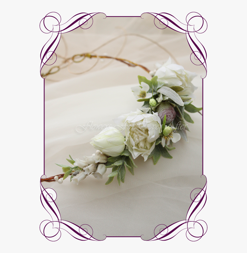 Silk Artificial Flower Girl Hair Crown Halo Floral White And