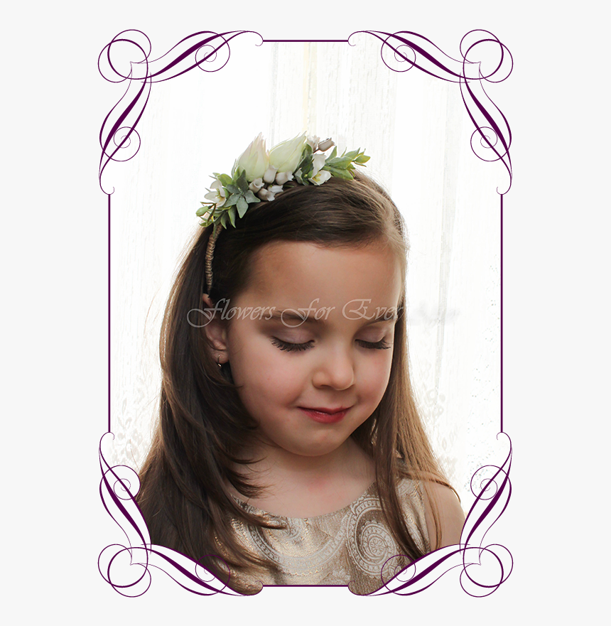 Silk Artificial Flower Girl Head Band Floral Head Piece - Rustic Flowers Engagement Cake, HD Png Download