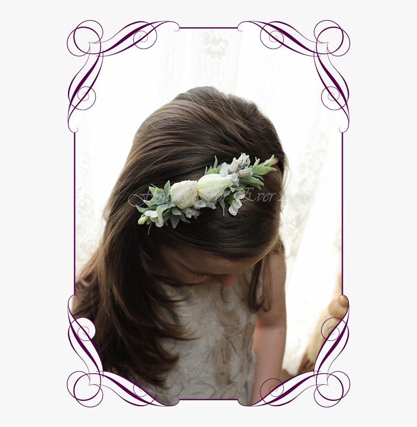 Silk Artificial Flower Girl Head Band Floral Head Piece - Wedding Basket For Flower Girl, HD Png Download