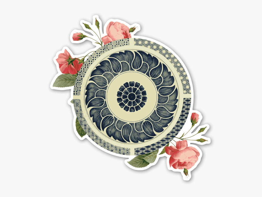 Round Marble Flower Sticker - Traditional Chinese Ornament, HD Png Download