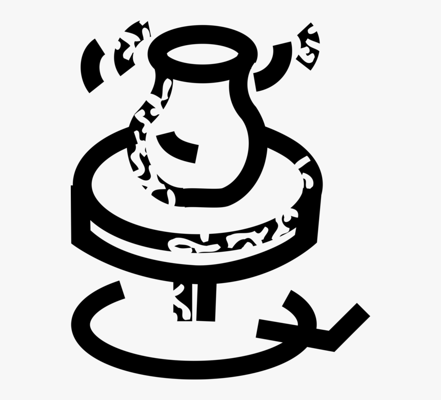 Vector Illustration Of Clay Vase Being Turned On Potter - Potter's Wheel, HD Png Download