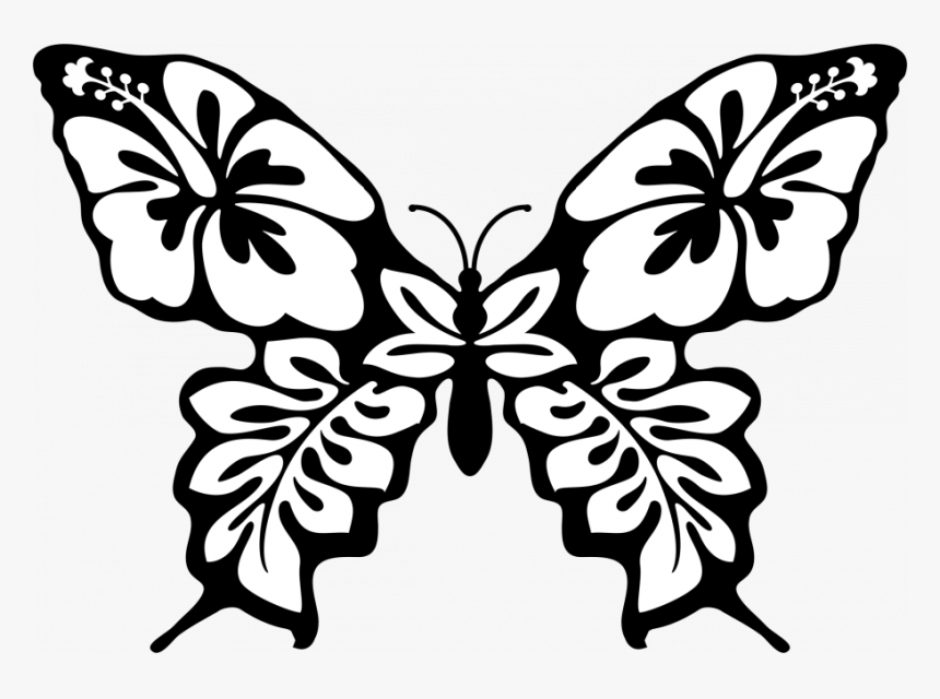 Flower Butterfly Line Art, HD Png Download