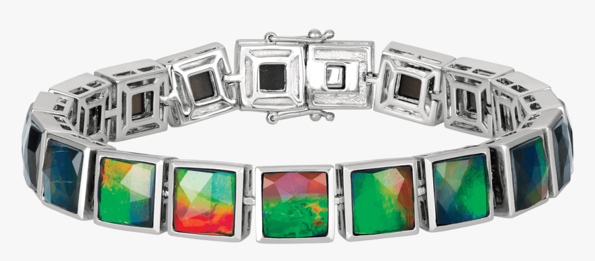 Shira Sterling Silver Square-cut Bracelet By Korite - Ammolite Bracelet, HD Png Download