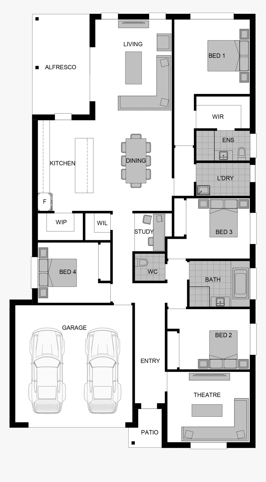 Figtree 4 Shaded Plan - Floor Plan, HD Png Download