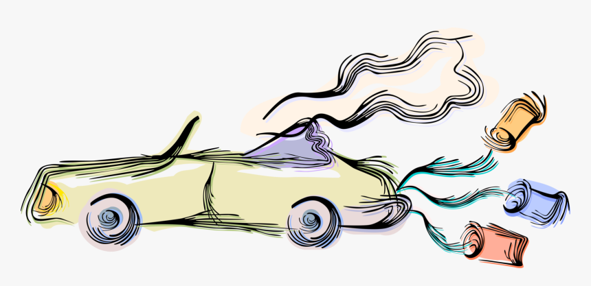 Vector Illustration Of Bride And Groom Wedding Car - Wedding Car Vector Png, Transparent Png