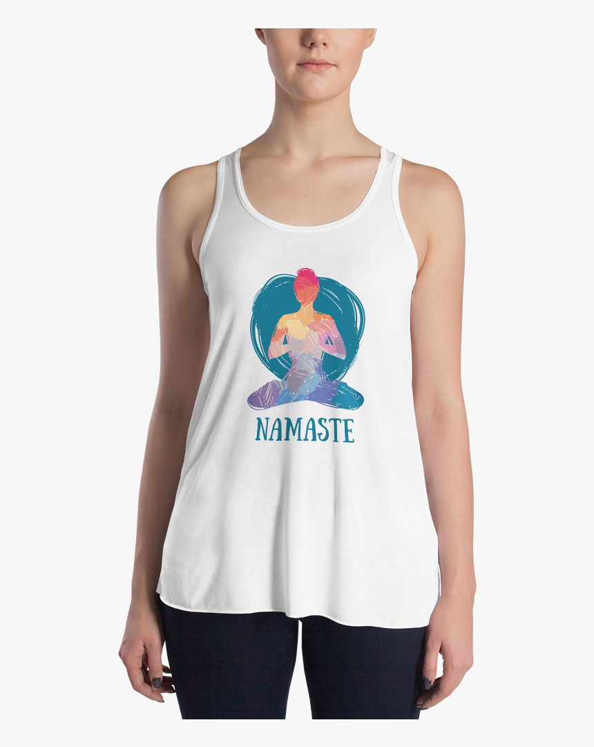 Load Image Into Gallery Viewer, Png Yoga Namaste V2 - Bella + Canvas Women's B8800 Flowy Racerback Tank, Transparent Png