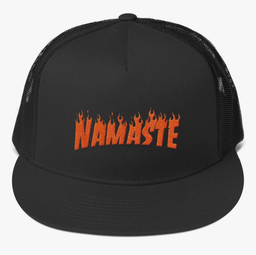 Black Trucker Cap With Namaste Thrasher Logo - Baseball Cap, HD Png Download