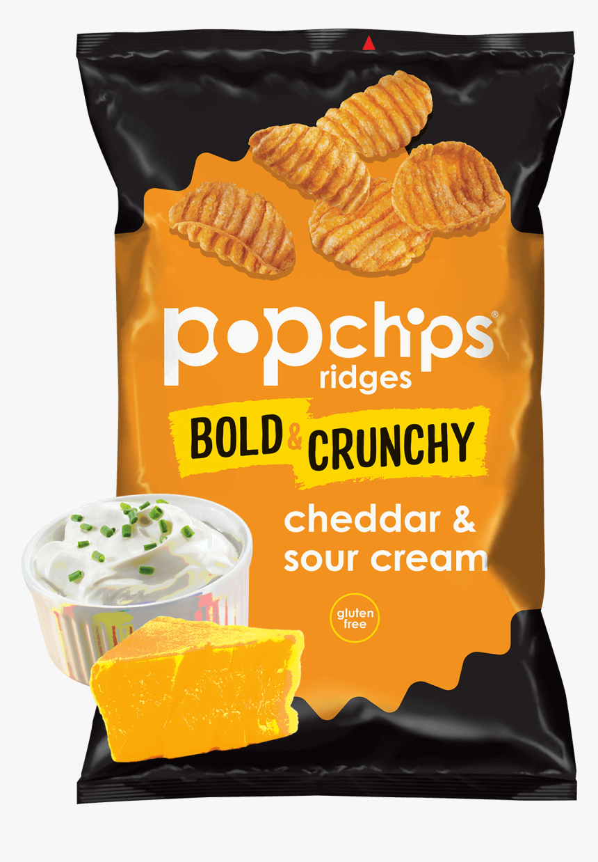 5oz Bag Of Cheddar And Sour Cream Popchips Ridges - Popchips Sour Cream And Cheddar, HD Png Download