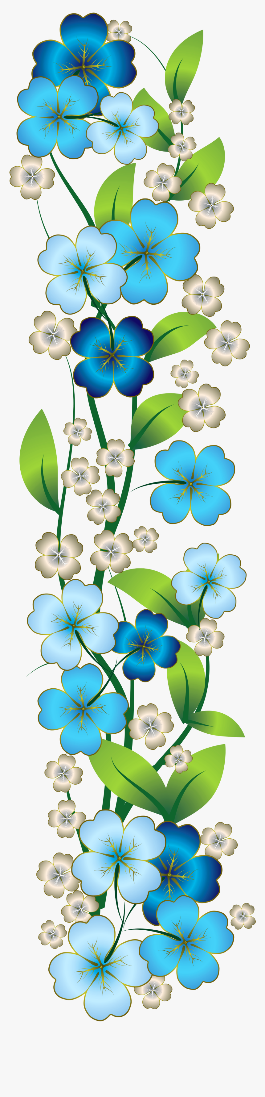Flutes Clipart Bansi - Blue Flower Border Transparent, HD Png Download
