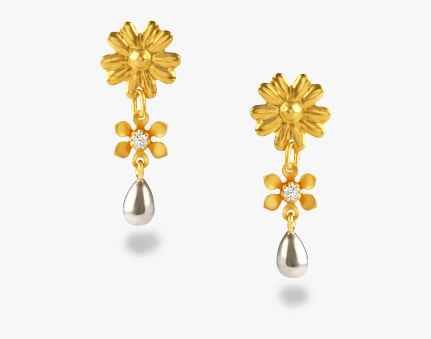 22ct Gold Daisy Earrings - Earrings, HD Png Download