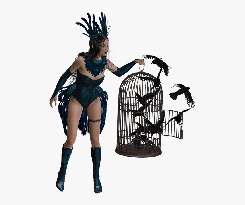 Crow Queen, Fantasy, Woman, Crow, Queen, Animal, Gothic - Fantasia Corvo, HD Png Download