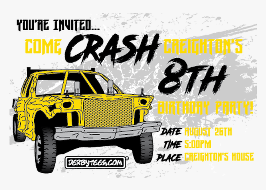 Crash Birthday Party Invitations - Off-road Vehicle, HD Png Download