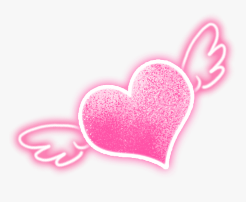 Transparent Heart With Wings Png - Neon Heart With Wings, Png Download