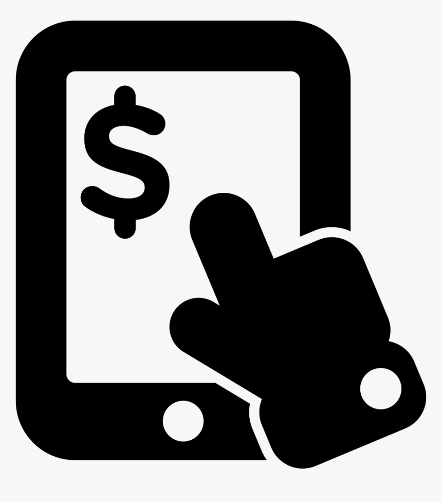 Hand Pointing To Dollar Sign On Tablet Device - Online Payment Icon Transparent Background, HD Png Download