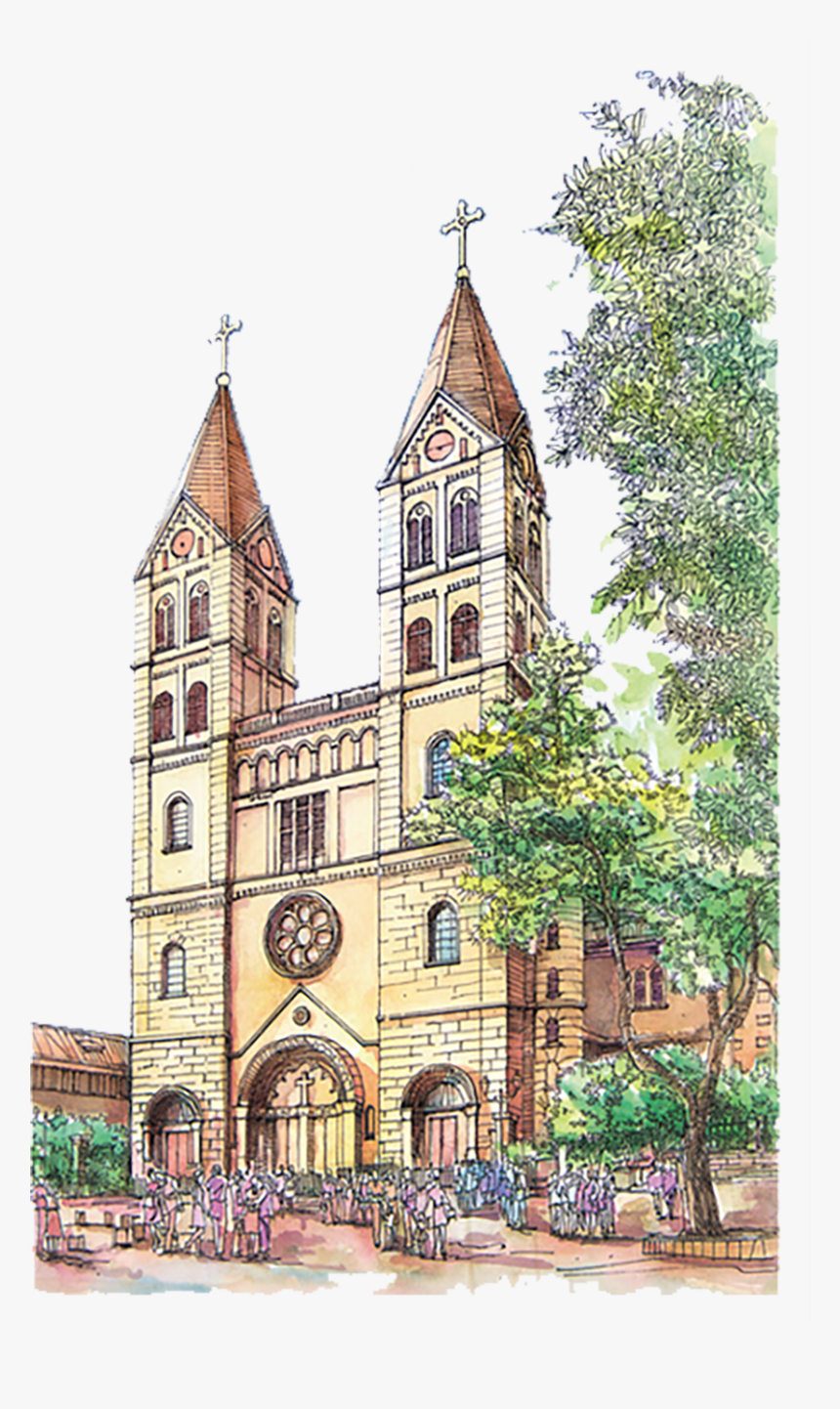 Catholic Drawing Parish Church - Church Watercolor, HD Png Download