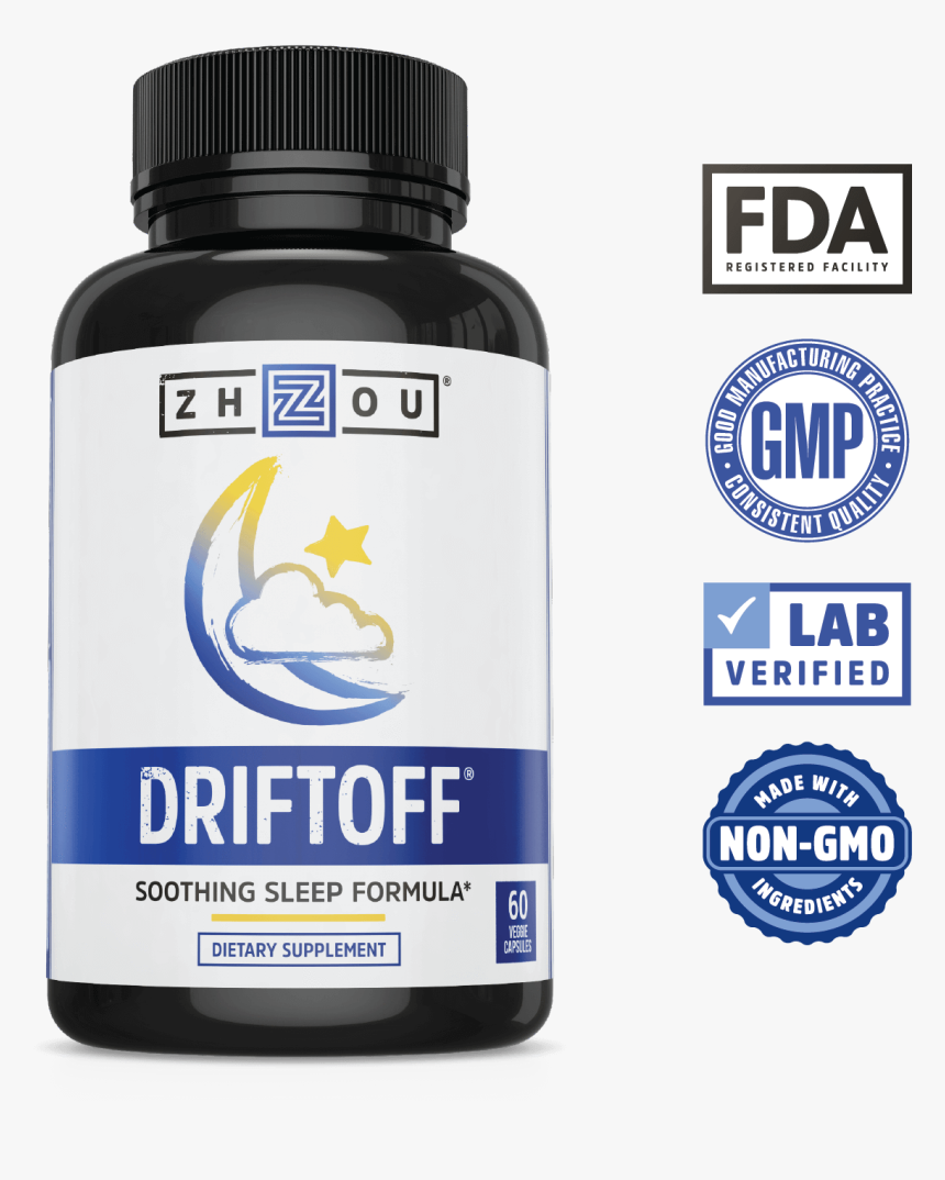 Lab Verified, Non Gmo Driftoff Soothing Sleep Formula - Driftoff Premium Sleep Aid, HD Png Download