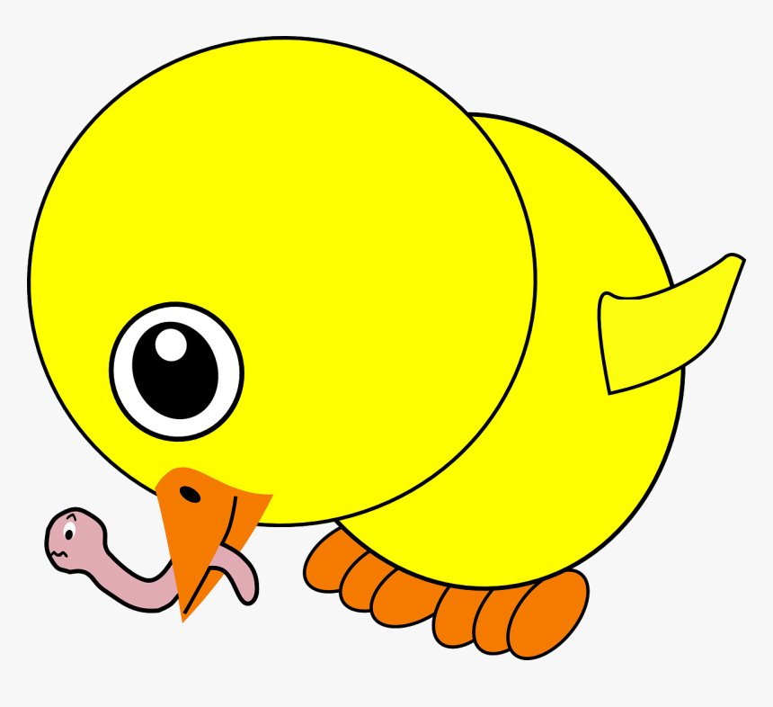 Chick, Worm, Eating, Food, Catching, Catch, Early Bird - Anak Ayam Makan Cacing, HD Png Download