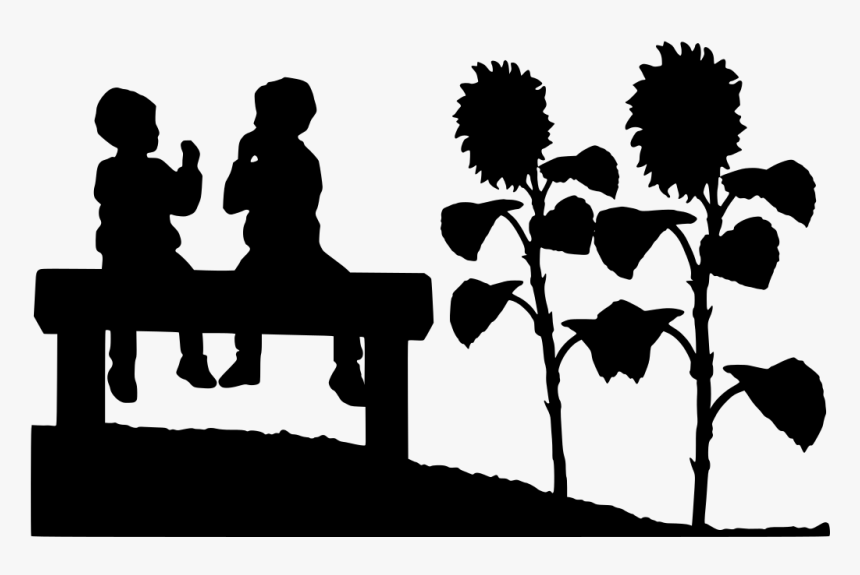 Transparent People Sitting On Bench Png - Sunflower Clipart Png Silhouette, Png Download