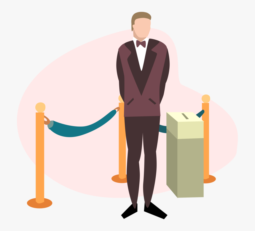 Vector Illustration Of Theater Or Theatre Usher Collects - Person Collecting Tickets, HD Png Download