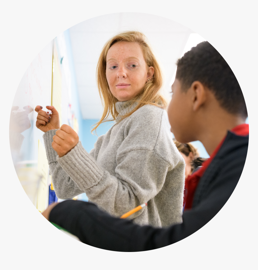 A Teacher And Student At A Whiteboard - Girl, HD Png Download