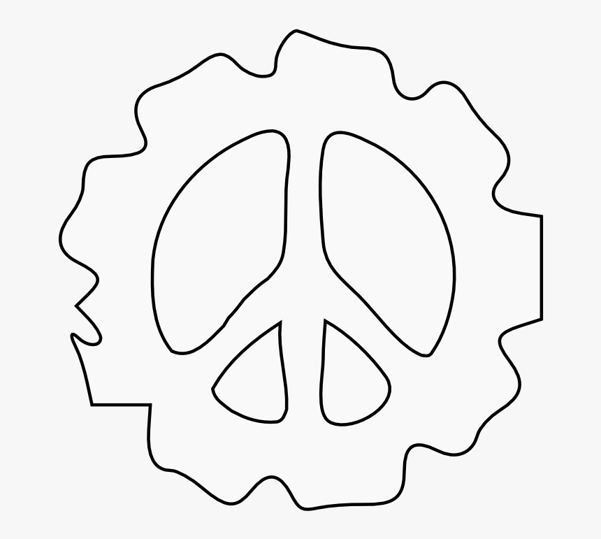 Peace Symbol Peace Sign Flower 86 Black White Line - Free French Forces, HD Png Download