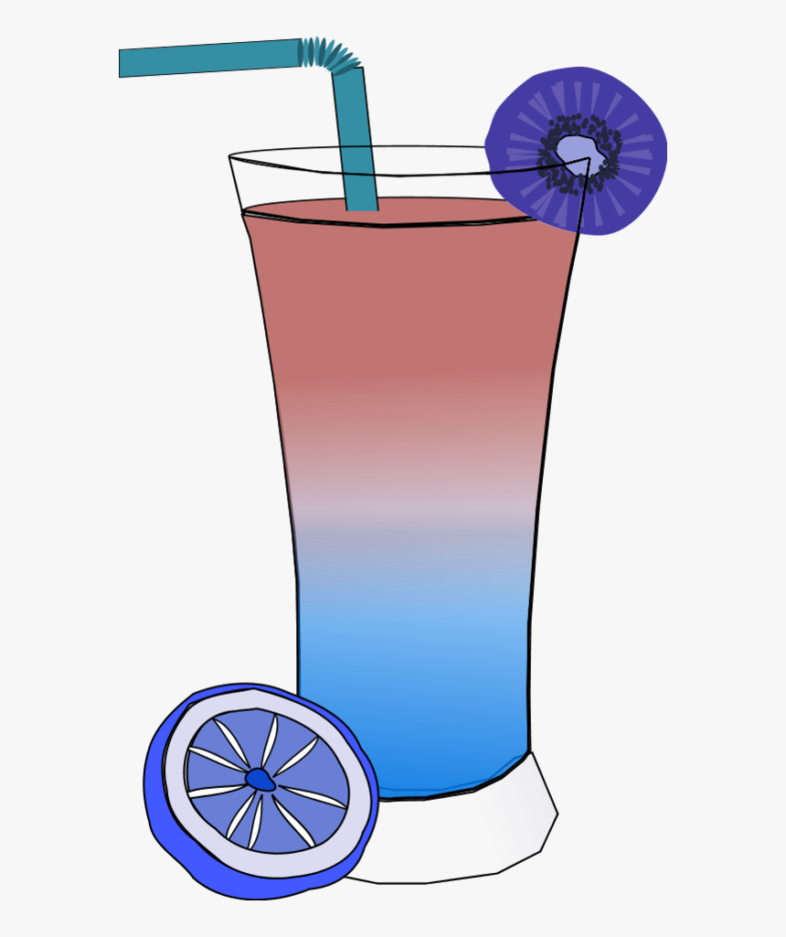 Fruit Cocktail Drink With Straw And Lemon Piece - Drink Clip Art, HD Png Download