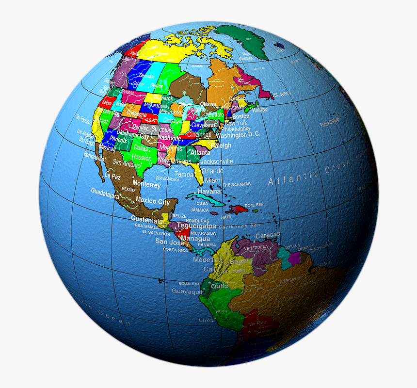 Globe Showing North America And Central America City, HD Png Download