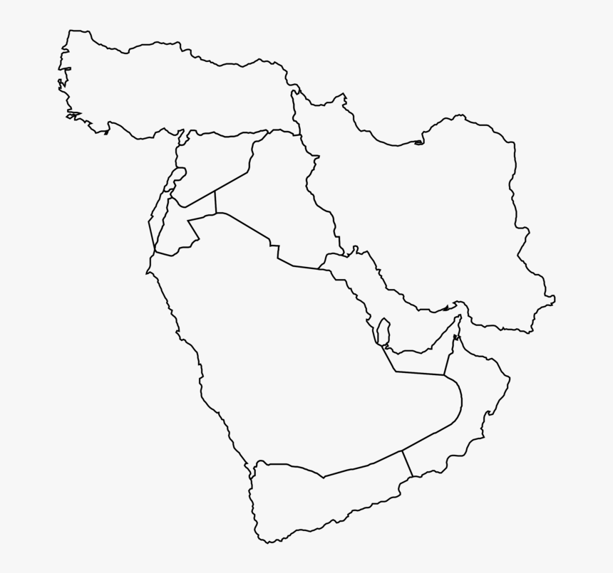 Line Art,line,angle - Blank Middle East Map, HD Png Download