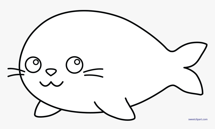 Seal Lineart Black And White Baby Seal Clip Art, HD Png Download