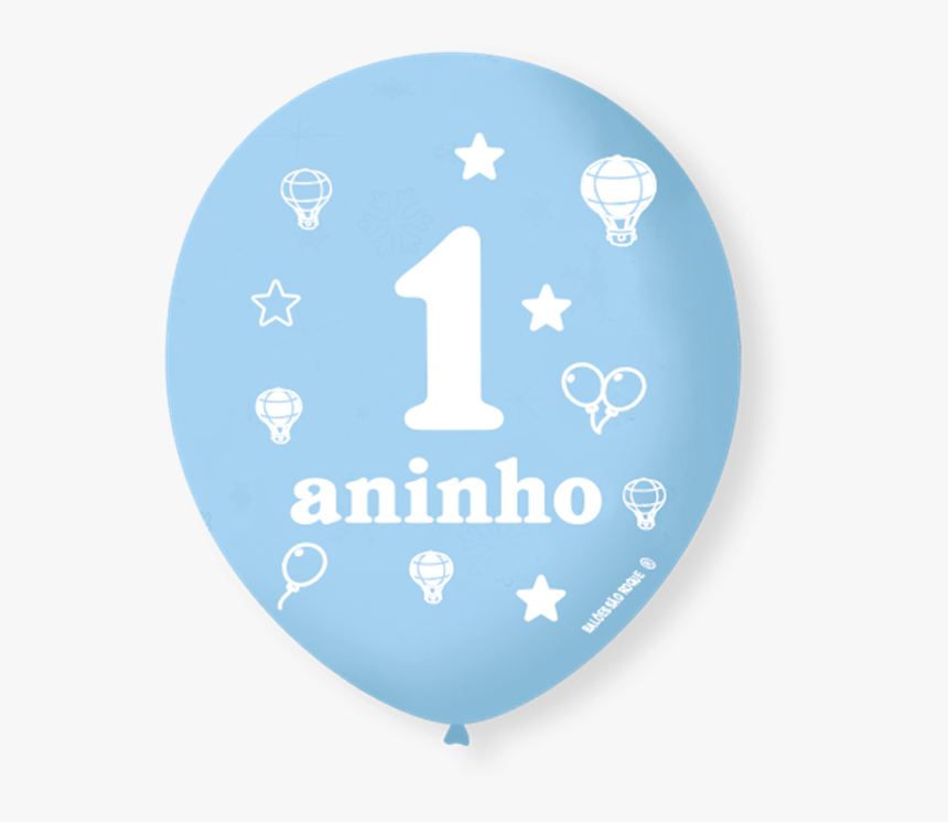 Balão São Roque N°9 C/25un Decorado 1 Aninho Azul Baby - 1 Aninho, HD Png Download